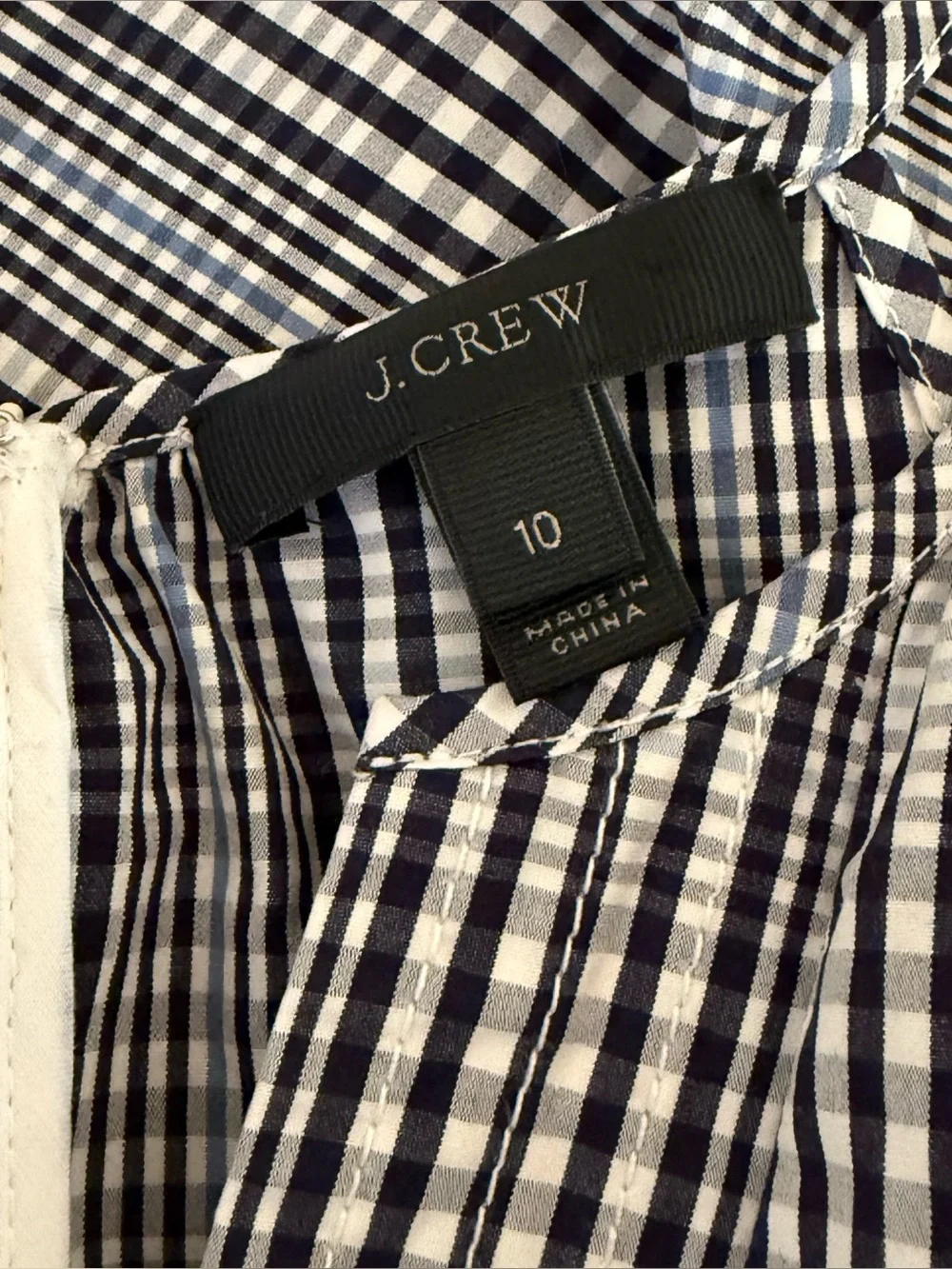 J.Crew Navy Gingham Halter Mini Dress with Ruffle Hem, Size 10 Plaid Preppy